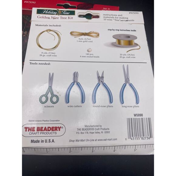 2 Vtg The Beadery Golden Wire Ornament Kit TREES Xmas Wire Bead 2000 Makes 10 - Picture 3 of 3